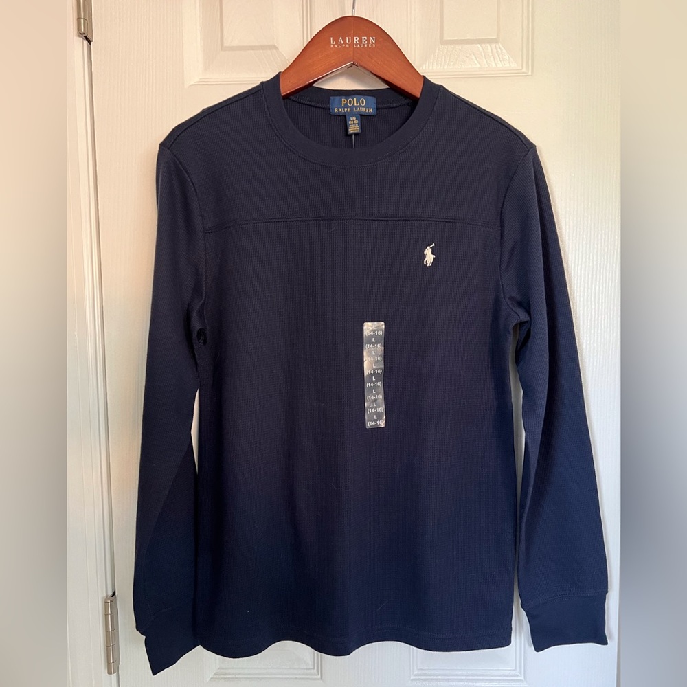 NWT POLO RALPH LAUREN Boy’s (Size L - 14/16) Waffle-Knit Shirt